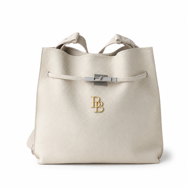 Premium Leather Shoulder Tote – Ivory White