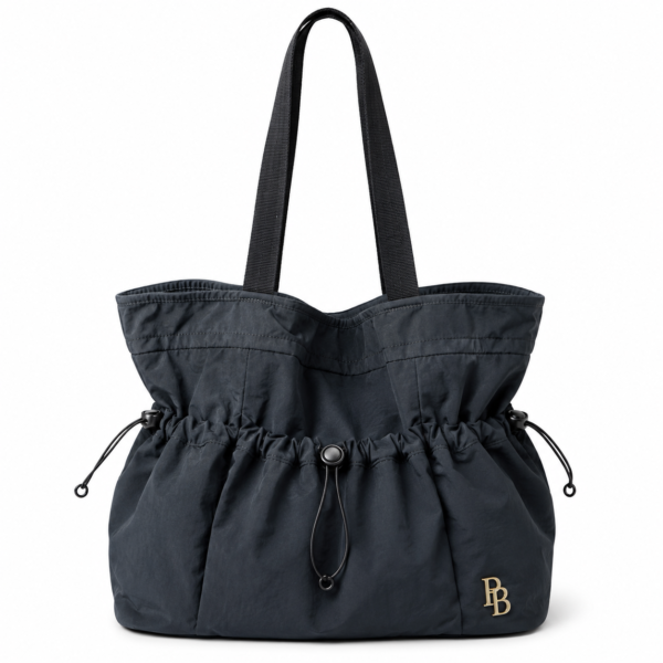 Premium Drawstring Utility Tote – Charcoal Black