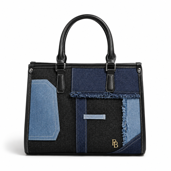 Dark Indigo Denim Patchwork Handbag
