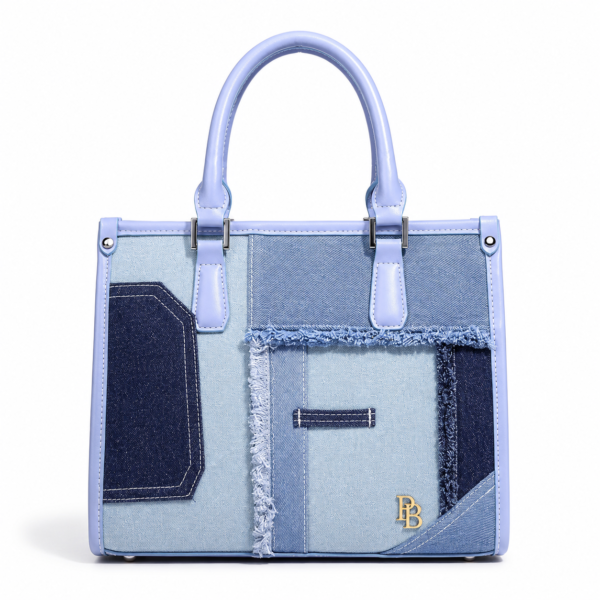 Sky Blue Denim Patchwork Handbag