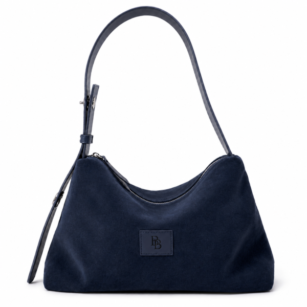 Midnight Blue Suede Hobo Bag