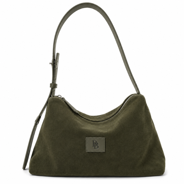 Olive Green Suede Hobo Bag