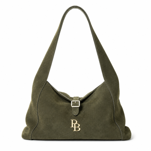 Olive Green Suede Shoulder Bag