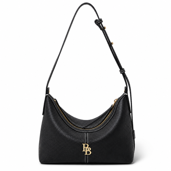 Black Pebbled Leather Shoulder Bag